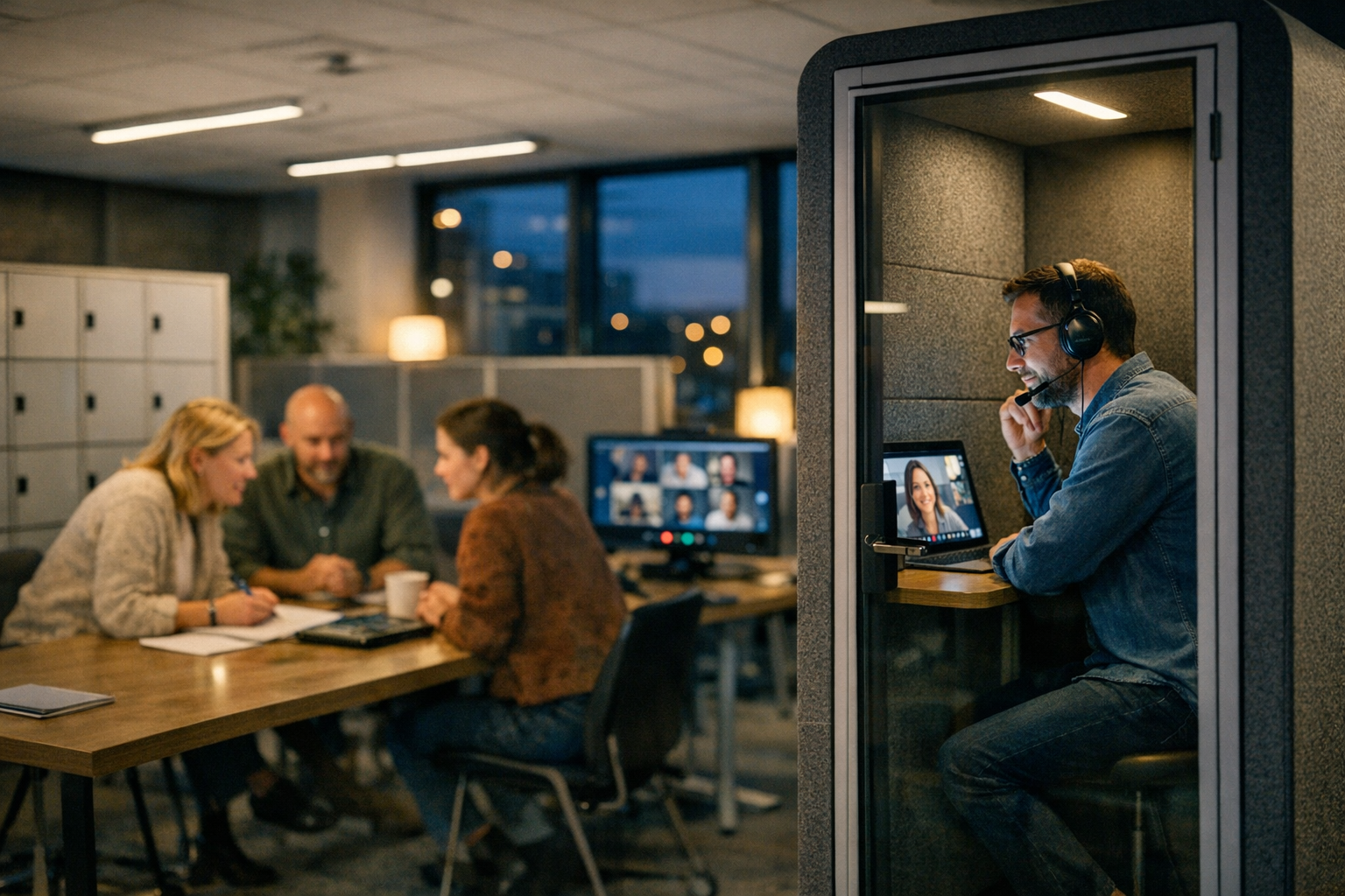 Flexibele kantoorruimte met verschillende werkzones