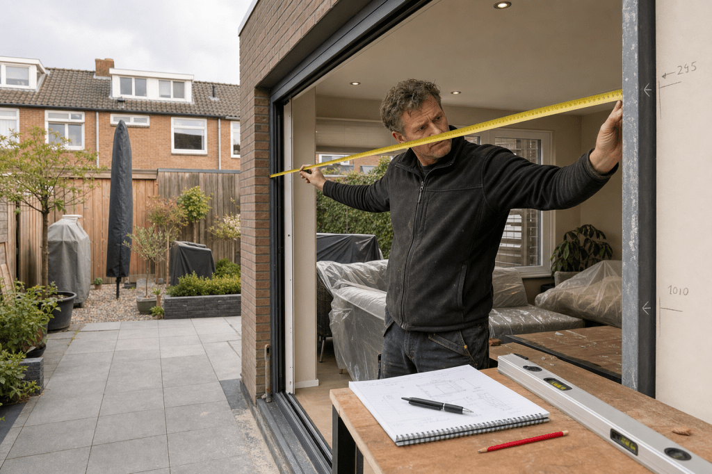 Waar moet je op letten bij het opmeten en voorbereiden van je terras voordat je een glazen schuifwand koopt?