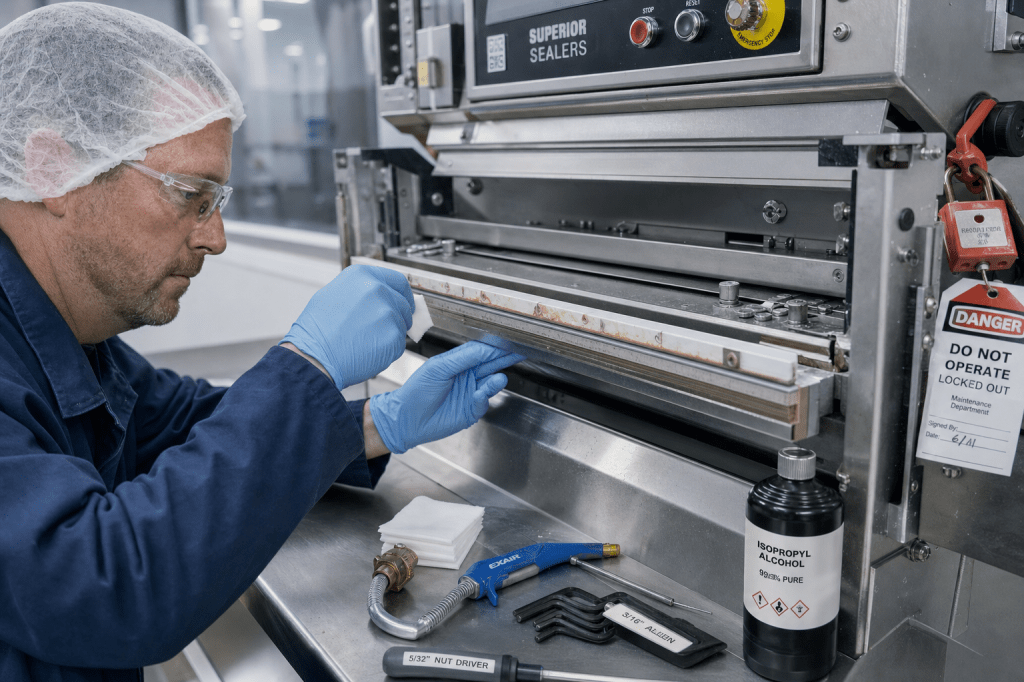 Hoe onderhoud je een sealmachine zodat de sealnaad sterk blijft en storingen door vervuiling of slijtage worden&nbsp;voorkomen?